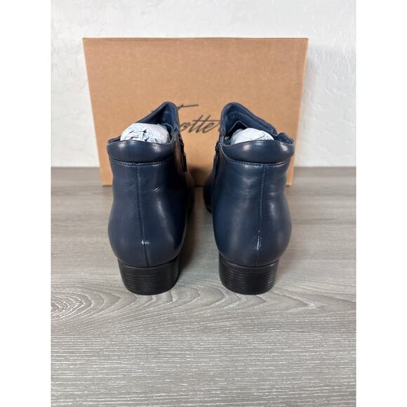 Trotters Smooth Leather Side Zipper Major Bootie, Navy Blue Women’s Size 12- NIB - Picture 5 of 7